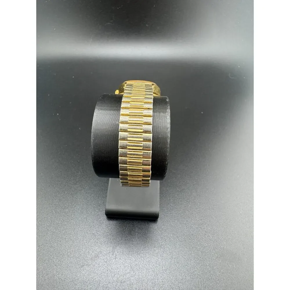 Vintage Pulsar Quartz Watch Gold Tone Date Dial